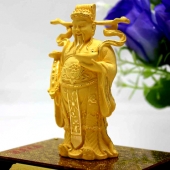 千足鑄金財神金銀擺件，絨沙金純金財神像擺件定制