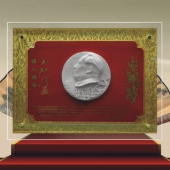 偉人毛澤東頭像純銀屏風擺件